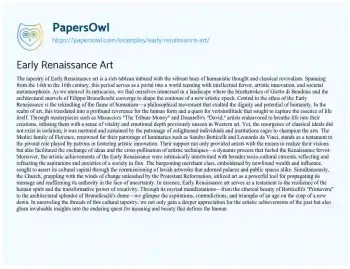 Essay on Early Renaissance Art