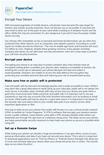 Essay on Encrypt your Device