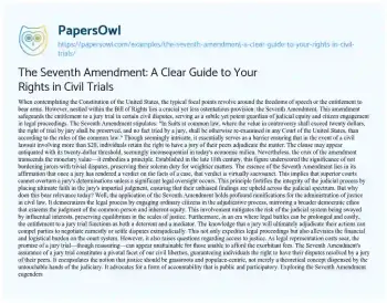 Essay on The Seventh Amendment: a Clear Guide to your Rights in Civil Trials