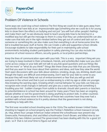 Essay on Problem of Violence in Schools