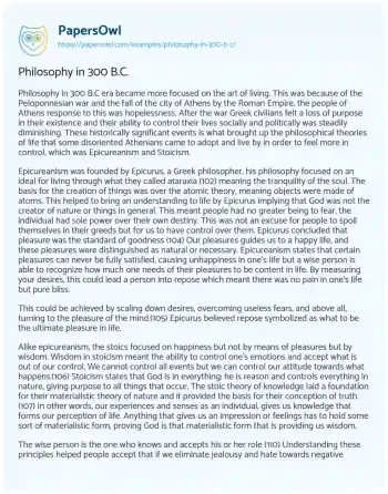 Essay on Philosophy in 300 B.C.