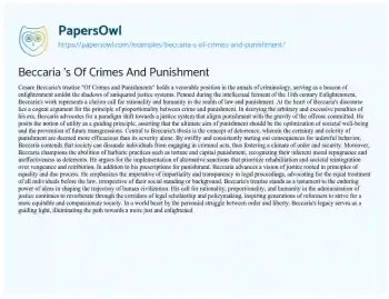 Essay on Beccaria ‘s of Crimes and Punishment