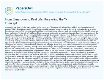 Essay on From Classroom to Real Life: Unraveling the Y-Intercept