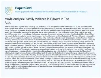 Essay on Movie Analysis : Family Violence in Flowers in the Attic