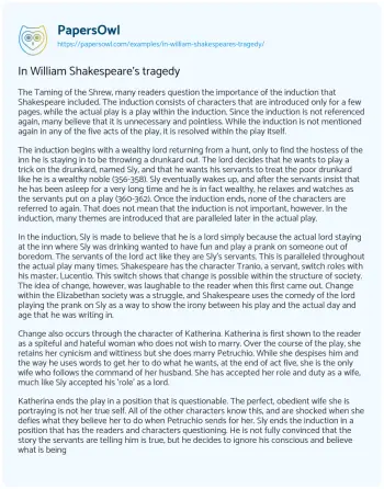 Essay on The Significance of the Induction in the Taming of the Shrew