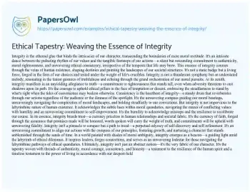 Essay on Ethical Tapestry: Weaving the Essence of Integrity