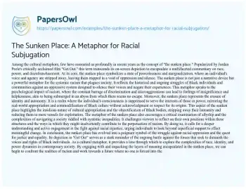 Essay on The Sunken Place: a Metaphor for Racial Subjugation