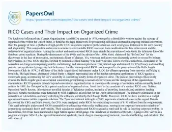 Essay on RICO Cases and their Impact on Organized Crime