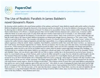 Essay on The Use of Realistic Parallels in James Baldwin’s Novel Giovanni’s Room