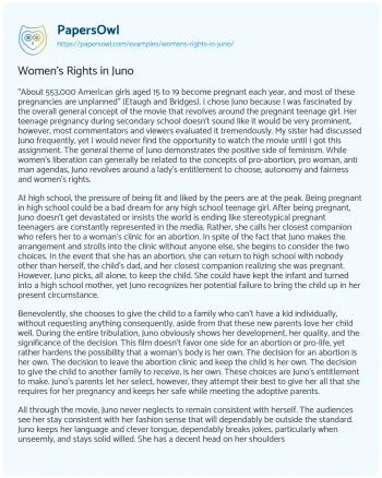 Essay on Women’s Rights in Juno