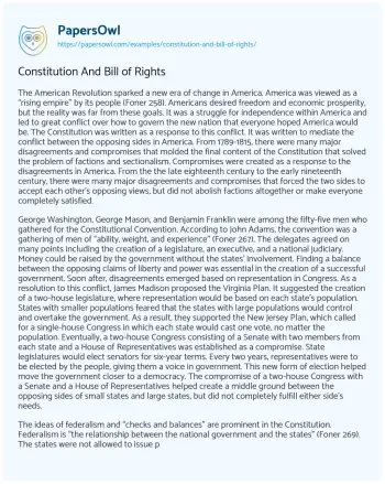 Essay on Constitution and Bill of Rights