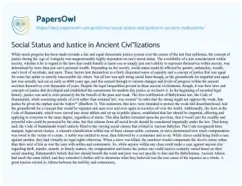 Essay on Social Status and Justice in Ancient Civilizations