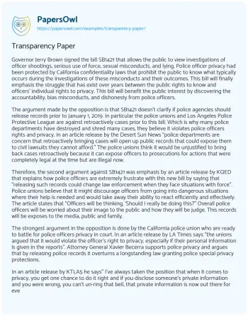 Essay on Transparency Paper