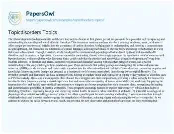 Essay on Topicdisorders Topics