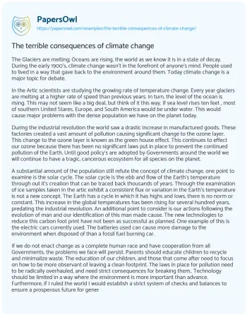 Essay on The Terrible Consequences of Climate Change