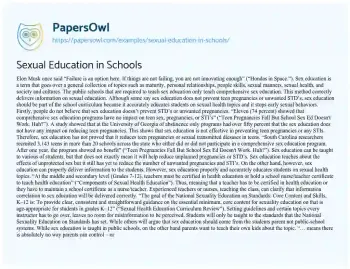 Essay on Sexual Education in Schools