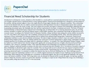 Essay on Financial Need Scholarship for Students