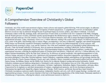 Essay on A Comprehensive Overview of Christianity’s Global Followers