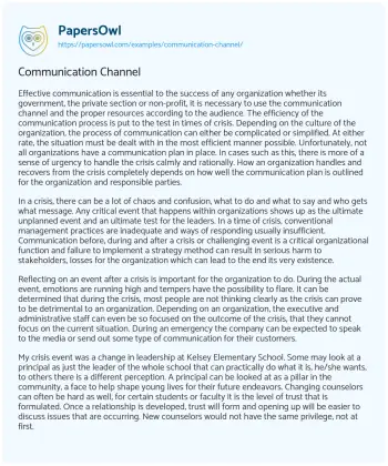 Essay on Communication Channel