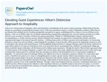 Essay on Elevating Guest Experiences: Hilton’s Distinctive Approach to Hospitality