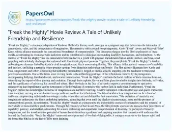 Essay on “Freak the Mighty” Movie Review: a Tale of Unlikely Friendship and Resilience