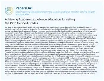 Essay on Achieving Academic Excellence Education: Unveiling the Path to Good Grades