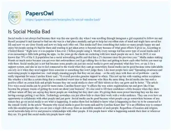 Essay on Is Social Media Bad