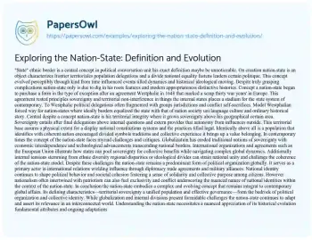 Essay on Exploring the Nation-State: Definition and Evolution