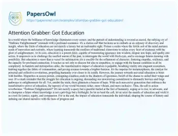 Essay on Attention Grabber: Got Education