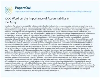 Essay on 1000 Word on the Importance of Accountability in the Army