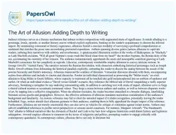 Essay on The Art of Allusion: Adding Depth to Writing