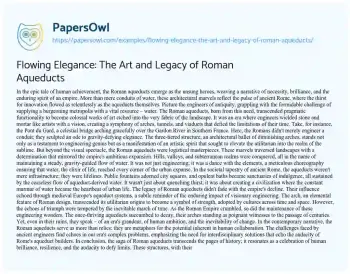 Essay on Flowing Elegance: the Art and Legacy of Roman Aqueducts