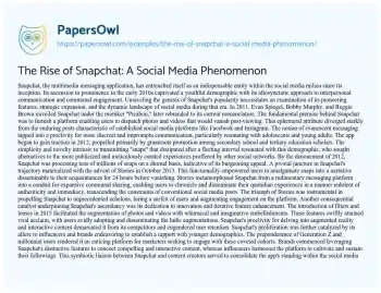 Essay on The Rise of Snapchat: a Social Media Phenomenon