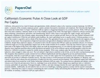 Essay on California’s Economic Pulse: a Close Look at GDP Per Capita