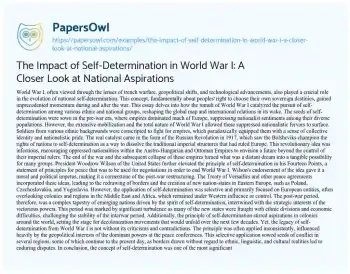 Essay on The Impact of Self-Determination in World War I: a Closer Look at National Aspirations