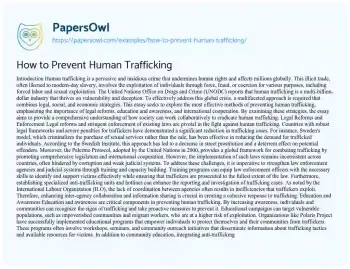 Essay on How to Prevent Human Trafficking