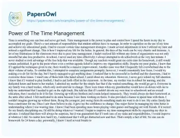 Essay on Power of the Time Management