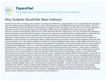 Essay on Why Students should not Wear Uniforms