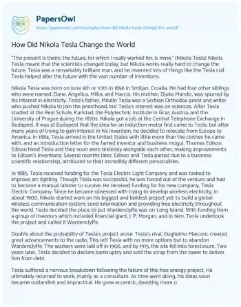 Essay on How did Nikola Tesla Change the World