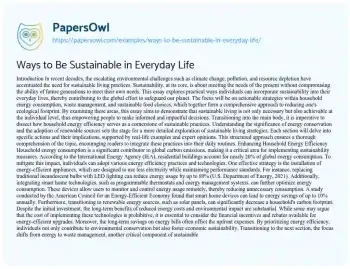 Essay on Ways to be Sustainable in Everyday Life