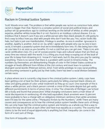 Essay on Racism in Criminal Justice System