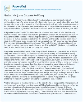 Essay on Medical Marijuana Documented Essay