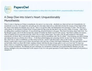 Essay on A Deep Dive into Islam’s Heart: Unquestionably Monotheistic