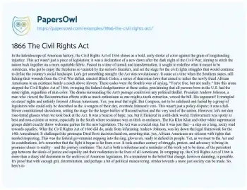 Essay on 1866 the Civil Rights Act