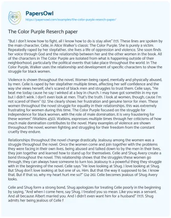 Essay on The Color Purple Reserch Paper