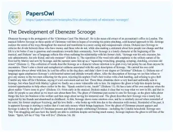 Essay on The Development of Ebenezer Scrooge