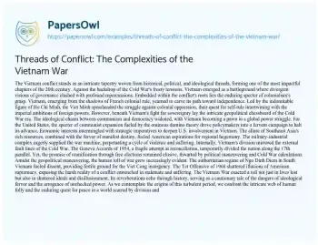 Essay on Threads of Conflict: the Complexities of the Vietnam War