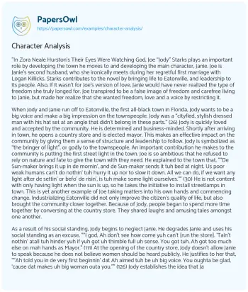 Essay on Character Analysis