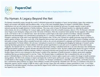 Essay on Flo Hyman: a Legacy Beyond the Net