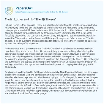 Essay on Martin Luther and his “The 95 Theses”